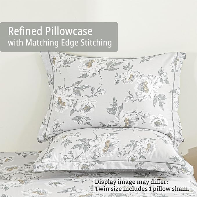 LEMIROE Floral Cotton Comforter Twin Size - Image 4