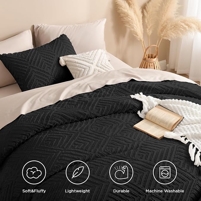 Andency Black Comforter King Set, 3 Pieces Boho Bedding Set & Collections - Image 4