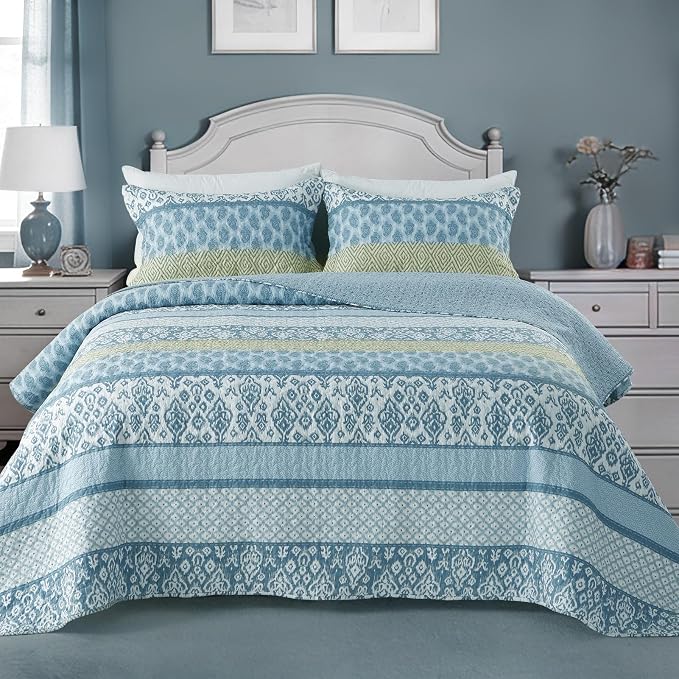 GOONE King Quilt Set 104"x90", Lightweight Washed Coverlet, Reversible Spring & - Image 8