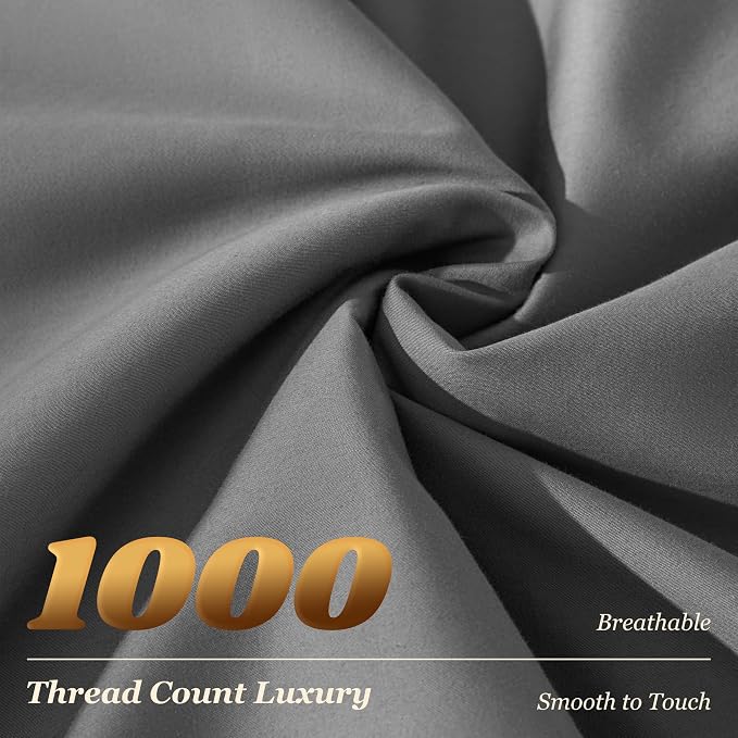 LBRO2M 1000 Thread Count 100% Cotton Sheets Set, Queen Size Bed Sheet 4 Piece - Image 3