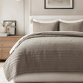 EVERGRACEHOME 100% Cotton Modern Lines Quilt Set Queen Size, Pre-Washed Soft by EVERGRACEHOME