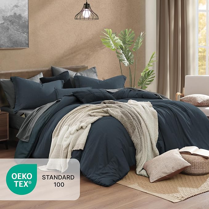 Monbix King Size Comforter Set, King Comforter Set 7 Pieces, Cationic Dyeing - Image 5