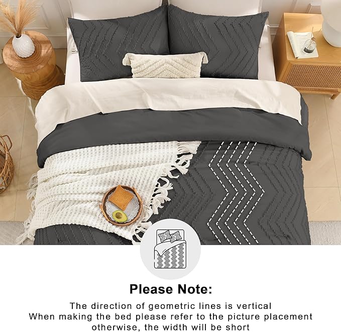 Andency Dark Grey Oversized Super King Plus Comforter Set 128x120, Extra Large - Image 5