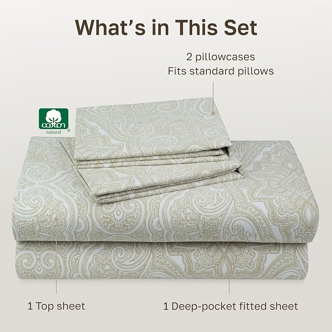 California Design Den Soft 100% Cotton Sheets Full Size Set, 400 TC Good - Image 4