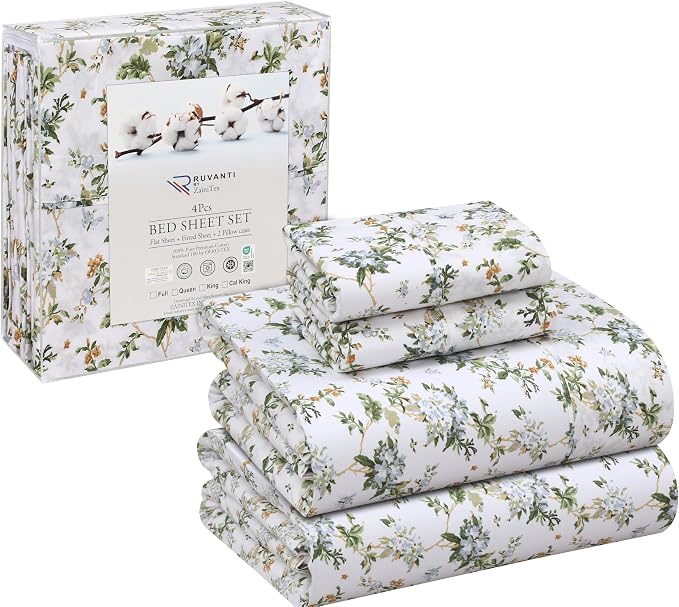 RUVANTI 100% Cotton Sheets – Queen Size Percale Bedding, Cooling & Breathable - Image 8
