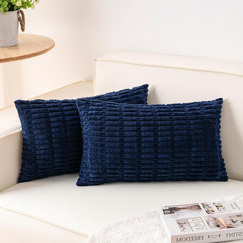 Aegero Pack of 2 Corduroy Decorative Throw Pillow Covers 12x20 InchSoft Boho by Unknown