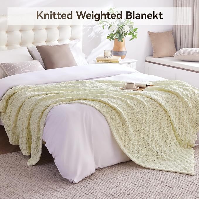 Knitted Weighted Blanket for Adult, No Beads Heavy Blanket 60” x 80'' 20lbs - Image 6