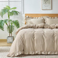 Gingham Duvet Cover Full Size, 3 Pieces Soft Breathable Microfiber Plaid by Kisswish