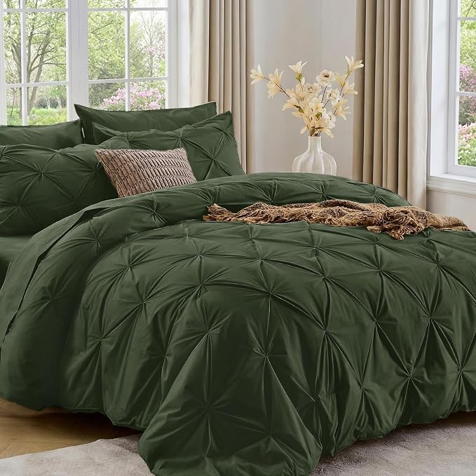 Sasttie California King Comforter Set, 7-Piece Bed in a Bag, Pintuck Bedding by SASTTIE