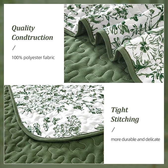 WONGS BEDDING Quilt Queen Size, Botanical Quilts - Image 4