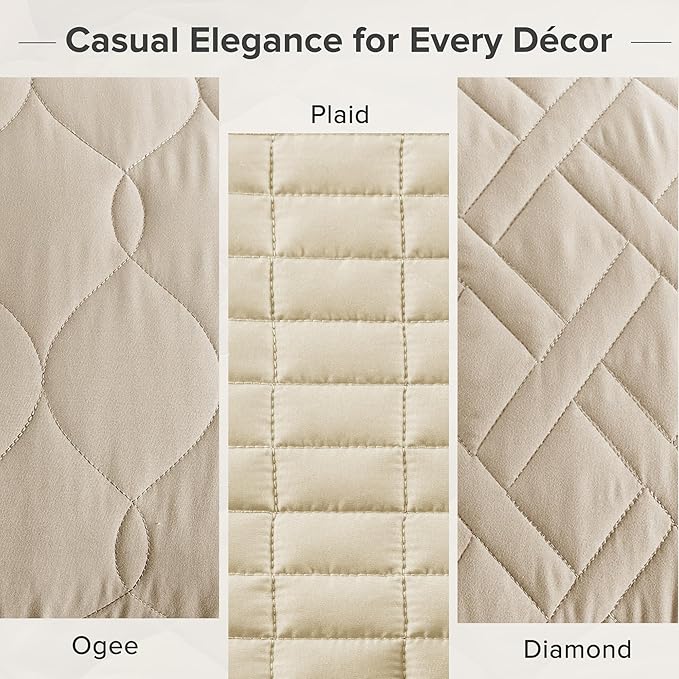 Comfort Spaces Twin Quilt Set Modern Reversible Diamond Coverlet Twin Bedding - Image 6