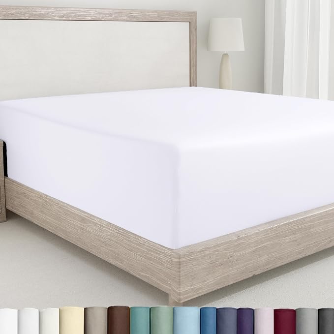 California Design Den White Twin XL Fitted Sheet, 100% Cotton 400 Thread Count by CaliforniaDesignDen