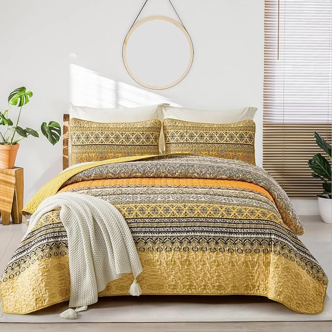 WONGS BEDDING Boho Quilt Set Full Size by WONGSBEDDING
