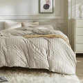 JELLYMONI Beige Duvet Cover King Size, Soft Breathable Seersucker Duvet Cover by JELLYMONI