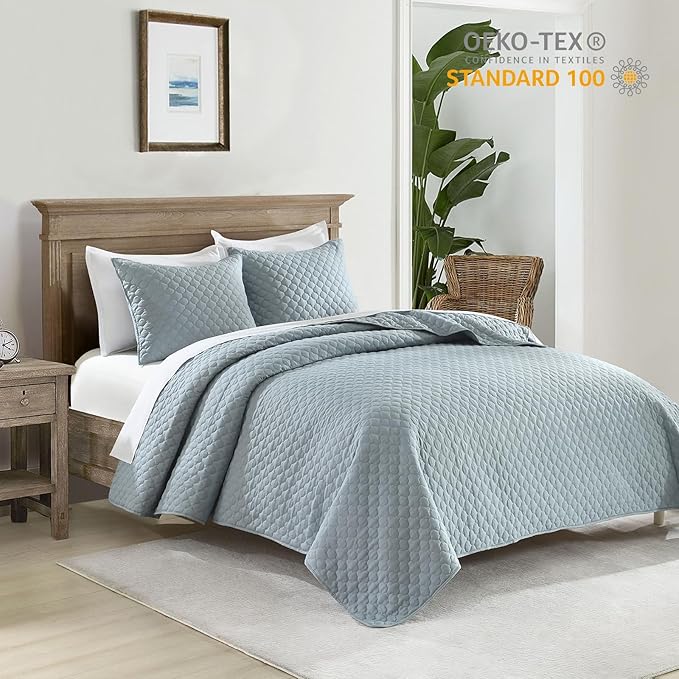 HORIMOTE HOME Quilt King Size Chambray Blue, Lightweight Quilt - Image 5