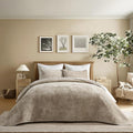 EVERGRACE Velvet Quilt Set King Size, Luxurious Soft Striped Channel Bedding Set by EverGrace