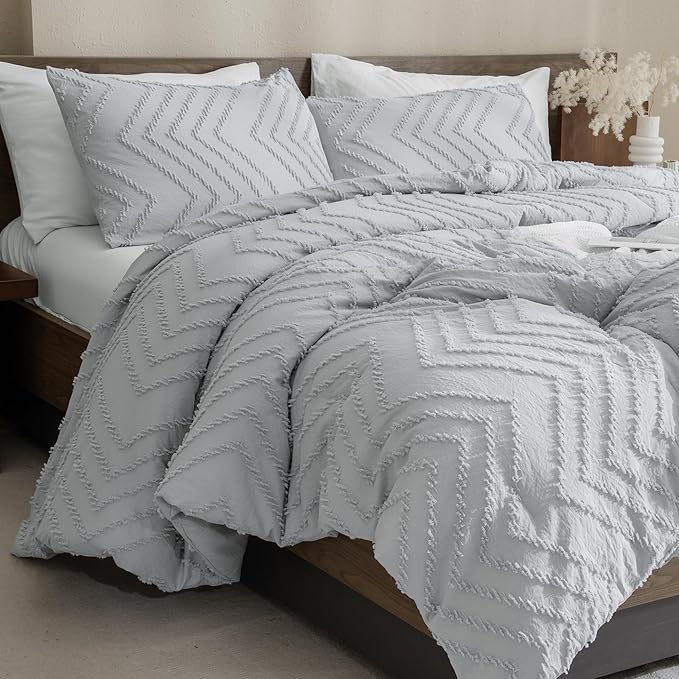Andency Silver Grey Oversized King Comforter Set 120x98, Boho Oversize King by Andency