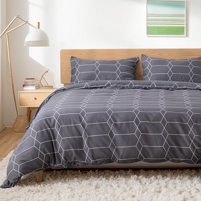 TOCOMOA Plaid Duvet Cover Set 100% Natural Cotton Soft Comfy Breathable 3 Piece by TOCOMOA