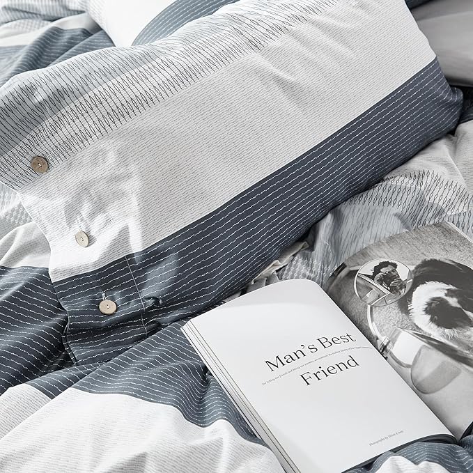 mixinni Geometric Striped Duvet Cover Set - Image 7