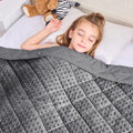Grey Weighted Blanket Kids 10lbs, Breathable Cooling Minky Heavy Throw Blanket by BETU