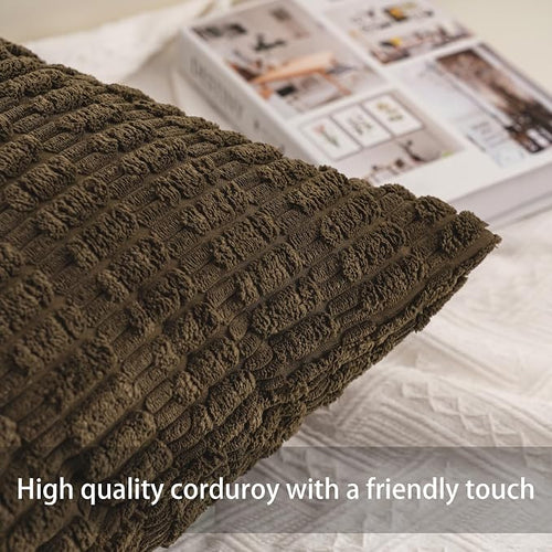 Aegero Pack of 2 Corduroy Decorative Throw Pillow Covers 12x24 Inch Soft - Image 2