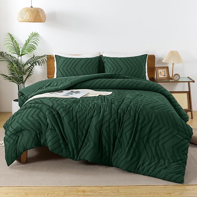 Andency Emerald Green Comforter King Size, Boho Dark Green Soft Warm Bedding by Andency