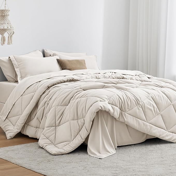 Love's cabin California King Comforter Set Off White, 7 Pieces California King by Lovescabin