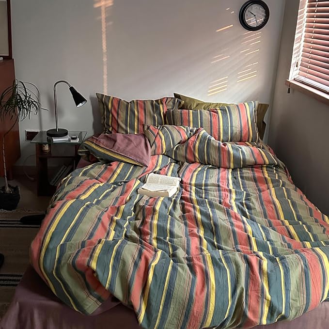 mixinni Vintage Striped Duvet Cover Set Twin XL Size - Image 3