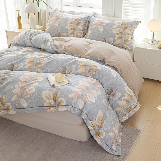 OAITE Duvet Cover Set Queen Size Floral Pattern 500 Thread Count Ultra Soft - Image 3