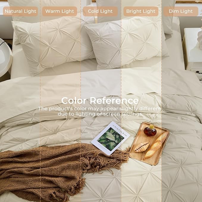 Sasttie Full Size Comforter Set, 7-Piece Bed in a Bag Double, Pintuck Bedding - Image 8