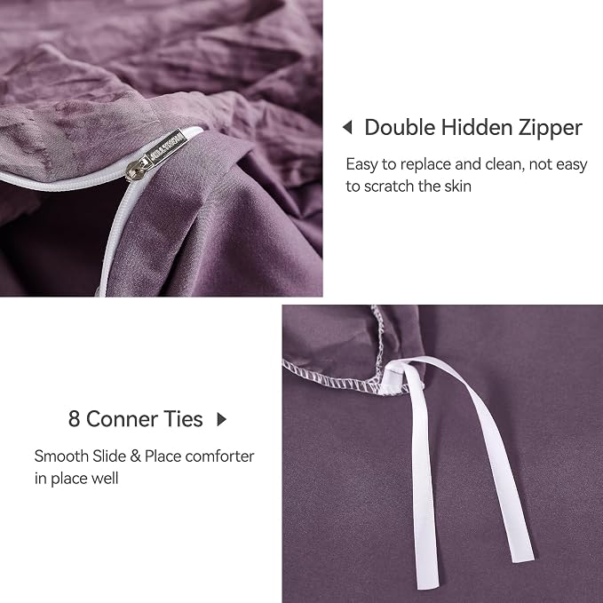 JELLYMONI Purple Duvet Cover Twin Size, Soft Breathable Seersucker Duvet Cover - Image 5
