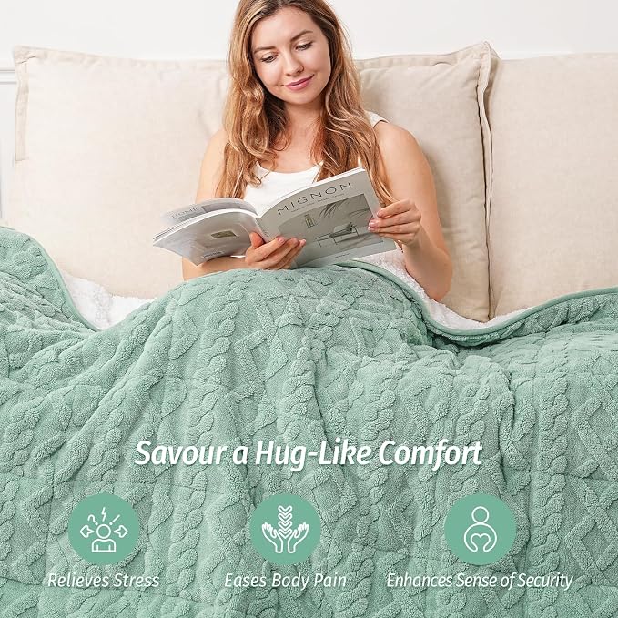 Wemore Weighted Blanket for Adults Twin Size 12 lbs, Dual Sided Soft Fuzzy - Image 4