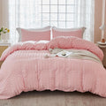 AveLom Blush Pink Seersucker Duvet Cover Set King Size, 3 Pieces, Ultra Soft by AveLom