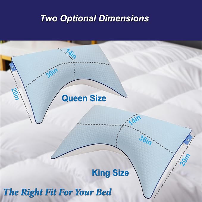 Cooling Pillow King Size Set of 2, Shredded Memory Foam Adjustable Loft - Image 7
