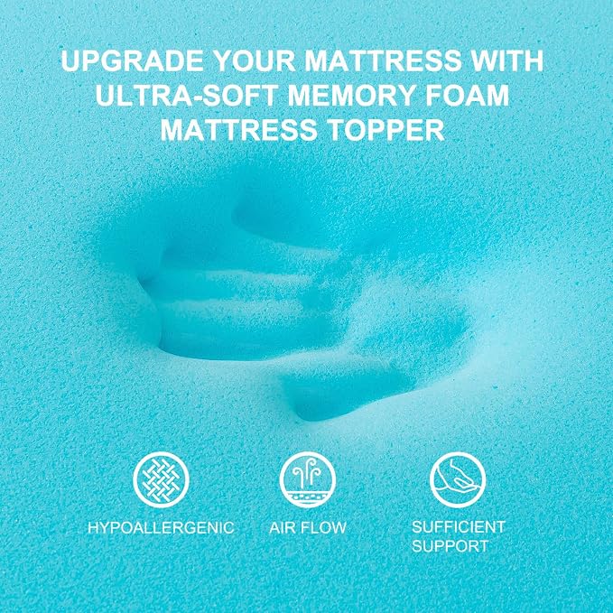 Memory Foam Mattress Topper 2inch+2inch Full, Pressure-Relieving Bed Topper - Image 6