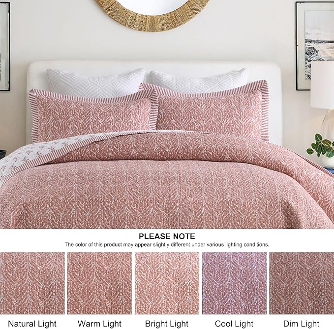 SahSahCasa Quilt Set King Size, 100% Cotton Quilt Bedding Set Bedspread - Image 8