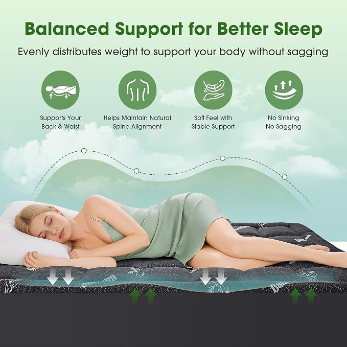 Mattress Pad Full Size, Cooling Pillow Top Mattress Topper, Ultra Soft Viscose - Image 4