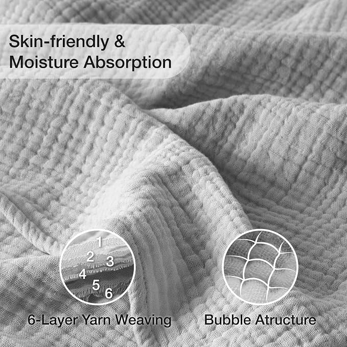 100% Cotton Muslin Blanket King 108" x 90", Breathable and Lightweight Cotton - Image 5