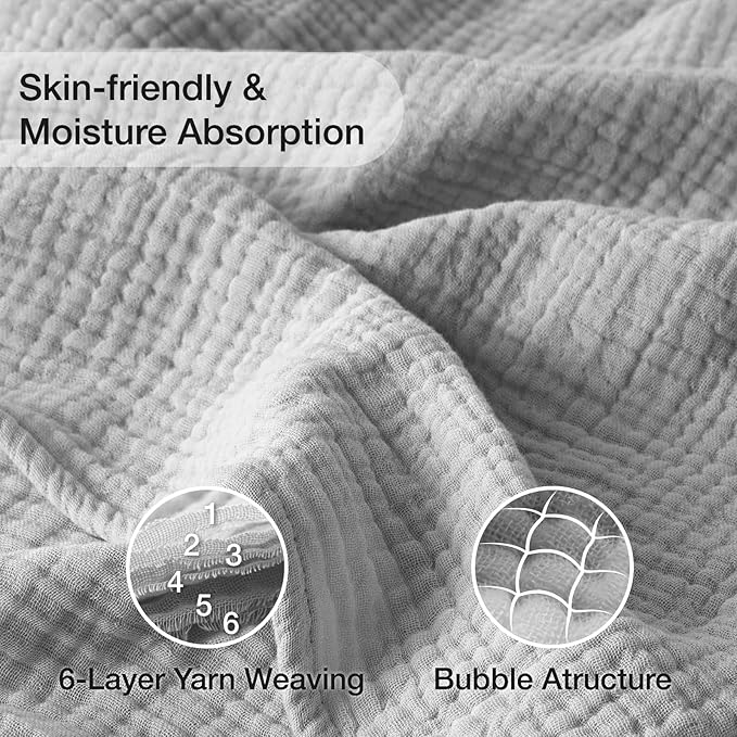 100% Cotton Muslin Blanket 40" x 40", Breathable and Lightweight Cotton Throw - Image 3