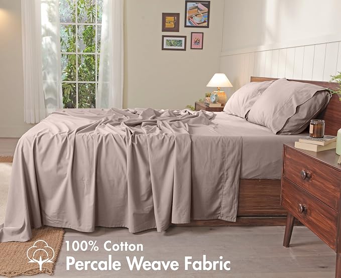 RUVANTI 100% Cotton Sheets – Full Size Percale Bedding, Cooling & Breathable - Image 2