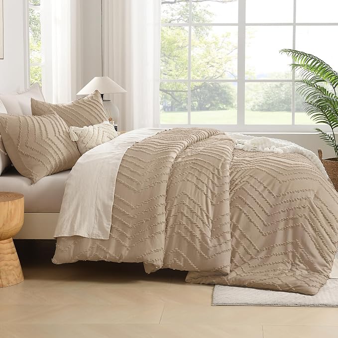 Andency Taupe Comforter Set Full Size, Boho Soft Warm Tufted Bedding Comforter - Image 8
