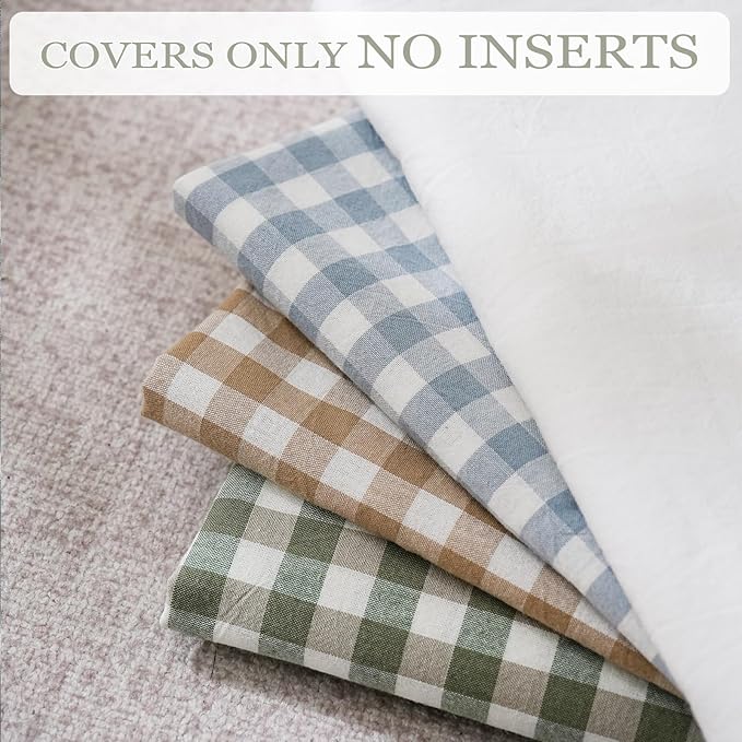 2 Pack Sage Green/White Plaid Ruffle Throw Pillow Covers Farmhouse Checkered - Image 7
