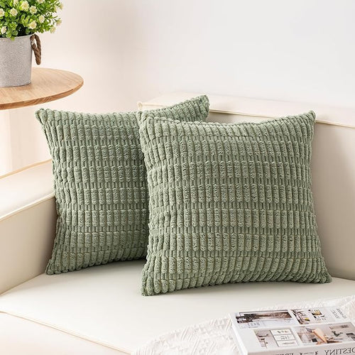 Aegero Pack of 2 Corduroy Decorative Throw Pillow Covers 16x16 Inch Soft by Unknown