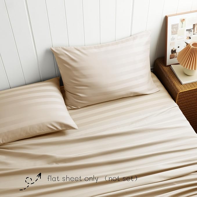 Cotton Flat Sheets Only, 600 TC 100% Cotton Flat Sheet Top Sheet Only, Twin - Image 2