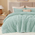 BEDELITE Fleece King Comforter Set -Super Soft & Warm Fluffy Light Green Bedding by BEDELITE