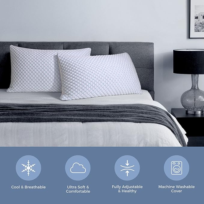 OSBED Cooling Adjustable Shredded Memory Foam Pillows Queen Size Set of 4 - Image 5