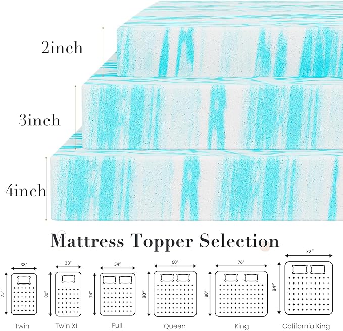 OLIXIS Gel Memory Foam Mattress Topper, Full 2 Inch, Cooling Gel Infused Soft - Image 4