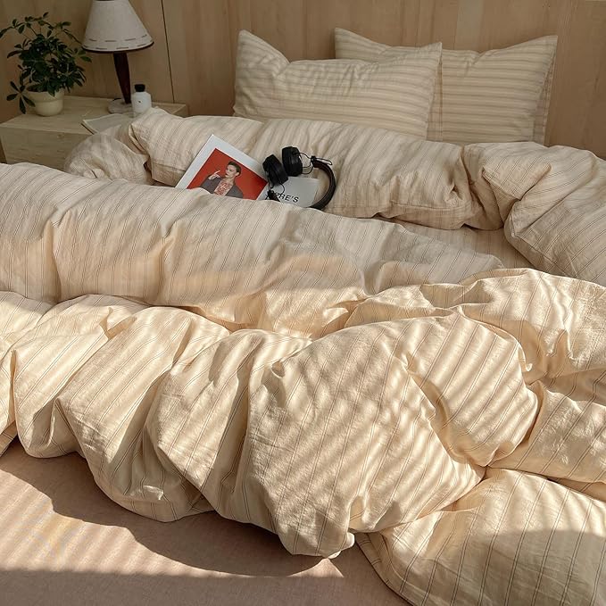 mixinni Retro Striped Duvet Cover Set King Size - Image 3