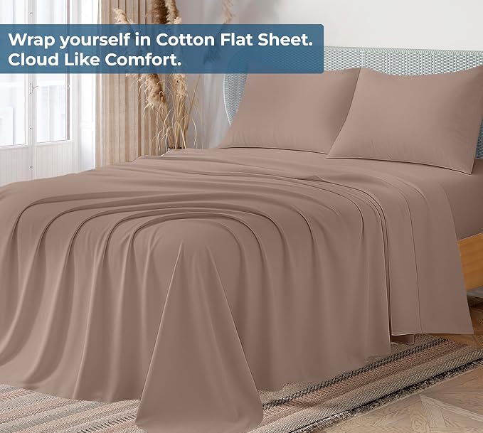 Royale Linens 100% Organic Cotton Queen Flat Sheet Only - Image 2
