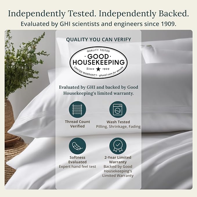 California Design Den Twin Fitted Sheets Only Cotton, 100% Cotton, No Pop-Off - Image 2